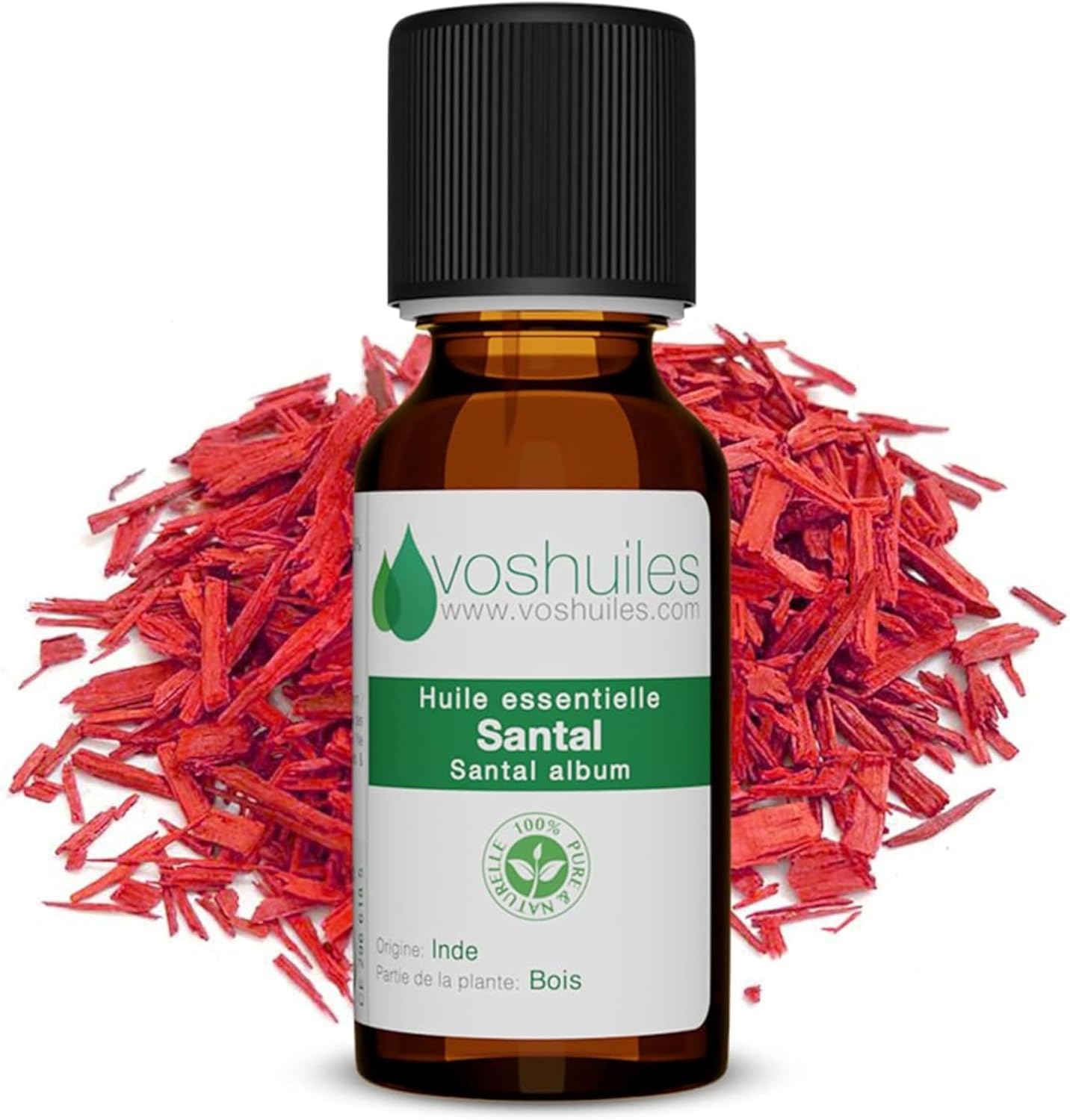 Voshuiles - Huile Essentielle Santal - 5ml - 100% Pure et Naturelle - HEBBD - Utilisation en Massage dans Huile Végétale - Parfum Très Aromatique - Traçabilité et Qualité - Entreprise Française