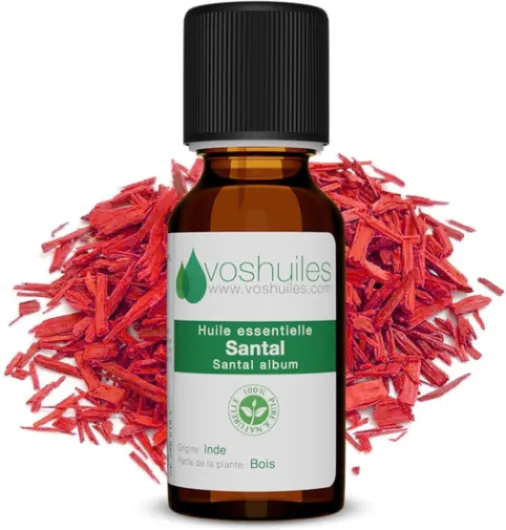 Voshuiles - Huile Essentielle Santal - 5ml - 100% Pure et Naturelle - HEBBD - Utilisation en Massage dans Huile Végétale - Parfum Très Aromatique - Traçabilité et Qualité - Entreprise Française