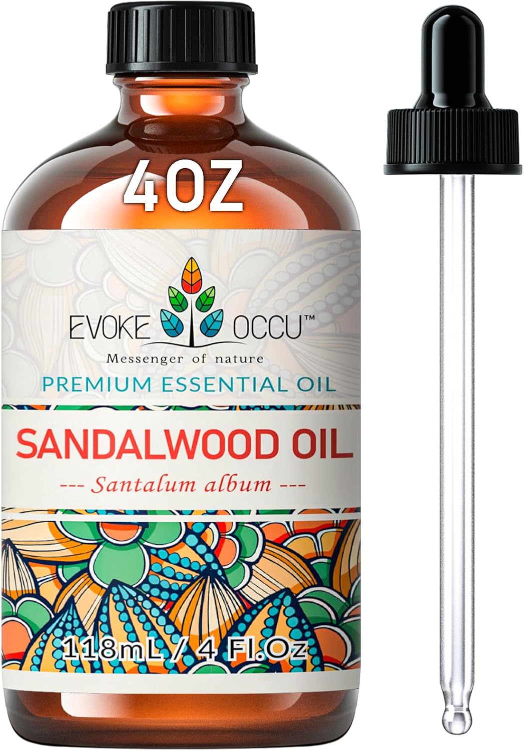 Huile Essentielle Bois de Santal 118ML, huile de bois de santal pure pour la fabrication de savon de bougie de méditation diffuseur -4 FL Oz