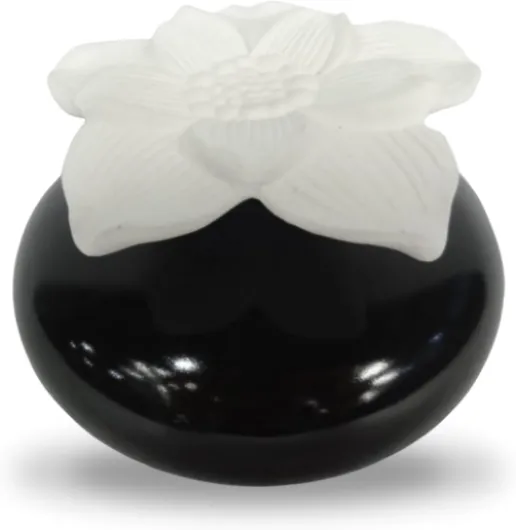 Diffuseur de Parfum par Capillarité Fleur Narcisse Noir – Diffuseur Huile Essentielle Parfum d’Ambiance et Senteurs Maison – Vase en Céramique et Fleur en Plâtre – Diffusion Naturelle – Zen’Arôme