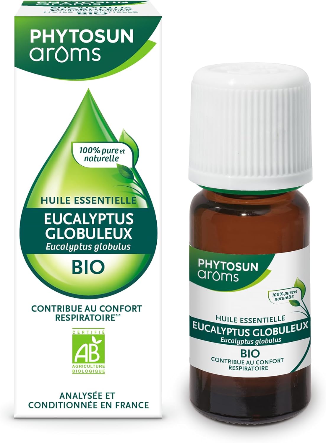 Huile Essentielle Eucalyptus Globulus Bio - HEBBD - 100% Pure & Naturelle - 100% Bio - Contribue au Confort Respiratoire - Analysée & Conditionnée en France - 10 ml Eucalyptus 10 ml (Lot de 1)
