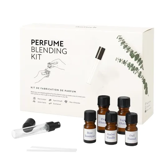 Perfume Making Kit Create Your Own Signature Perfume with 5 Premium Fragrance Oils, Perfumer’s Alcohol, Reusable Glass Atomiser, and Custom Naming Stickers