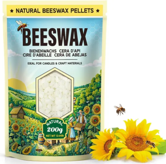 Cire d'abeille blanche 200G/908G/2.2KG/4.5KG/9KG - Pastilles de cire d'abeille naturelle pour la fabrication de bougies et projets DIY - Idéale pour créer des bougies artisanales - 200G Blanche