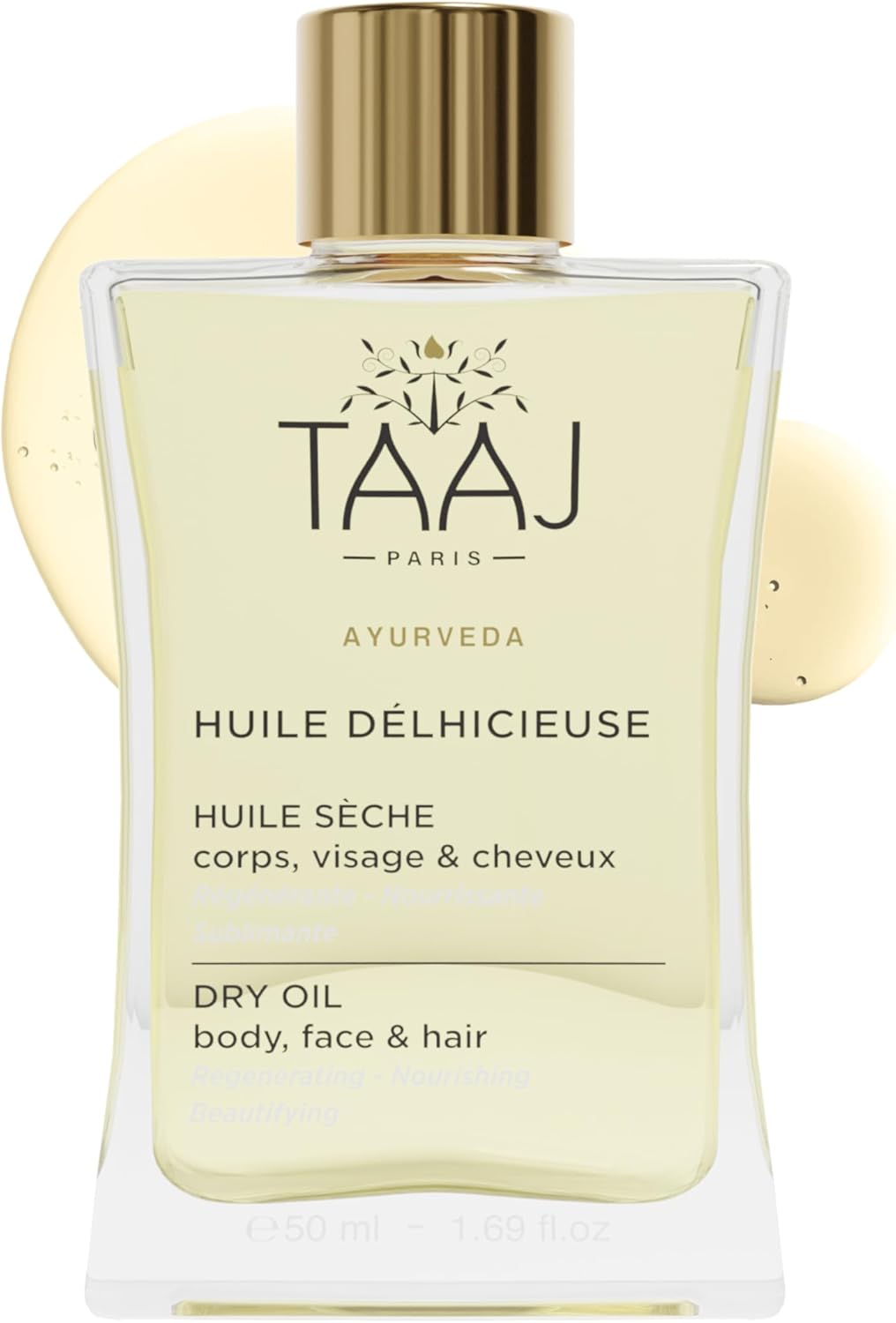 Huile Délhicieuse - Huile sèche de Beauté - Corps, Visage & Cheveux - Nourrit, Protège & Revitalise la peau - Peau Satinée - Cheveux Réparés - 96% d’ingrédients naturelle - Vegan - 50 ml 50 ml (Lot de 1)