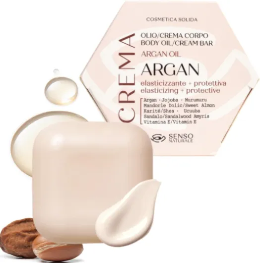 Huile Corporelle Solide ARGAN - Crème hydratante pour peau sèche naturelle, crème pour cicatrices, crème pour vergetures de grossesse avec du beurre de karité pur, excellente crème pour tatouages 80 g (Lot de 1)