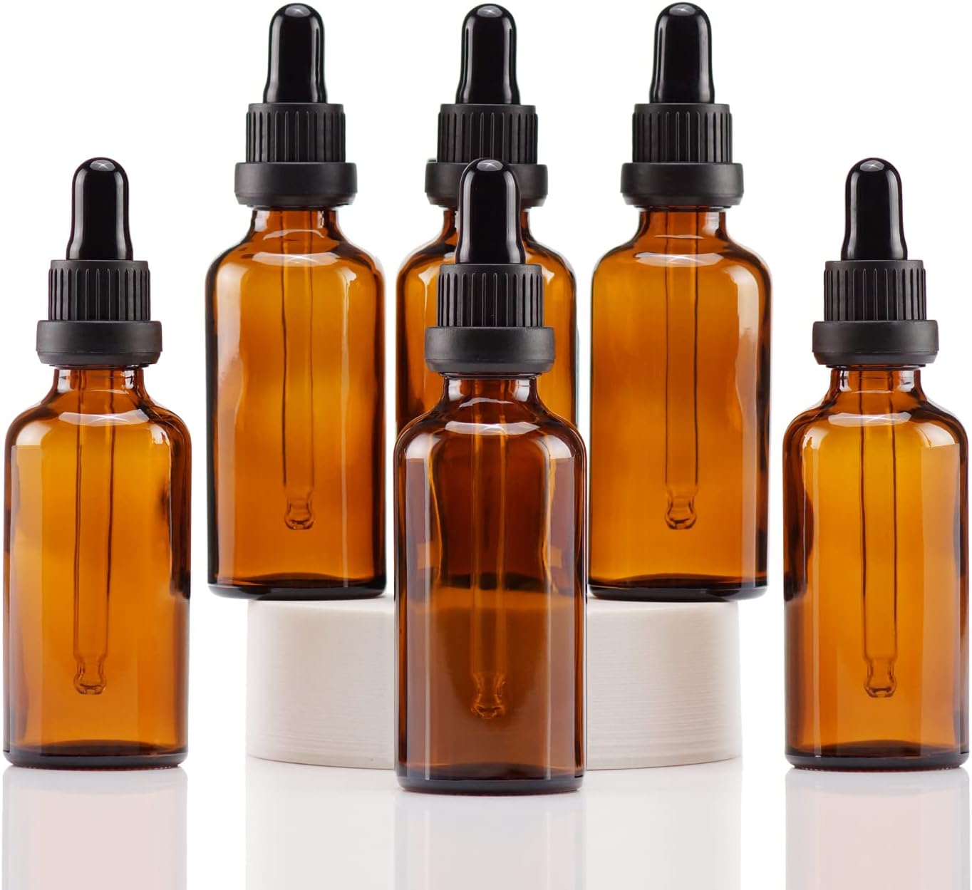 Flacon Compte Gouttes 50ml, Ambré Flacon Huile Essentielle Vide avec Pipette Verre, pour Huile Essentielle, Aromathérapie, Laboratoire, Massage, Cosmétique, Voyage - 6 Pcs 50ml-6 Brun