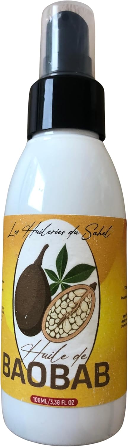 Huile de baobab pure – 100% naturelle & pressée à froid – soin visage, corps et cheveux – nourrissante, régénérante et adoucissante – sans additifs, non comédogène 100 ml (Lot de 1)