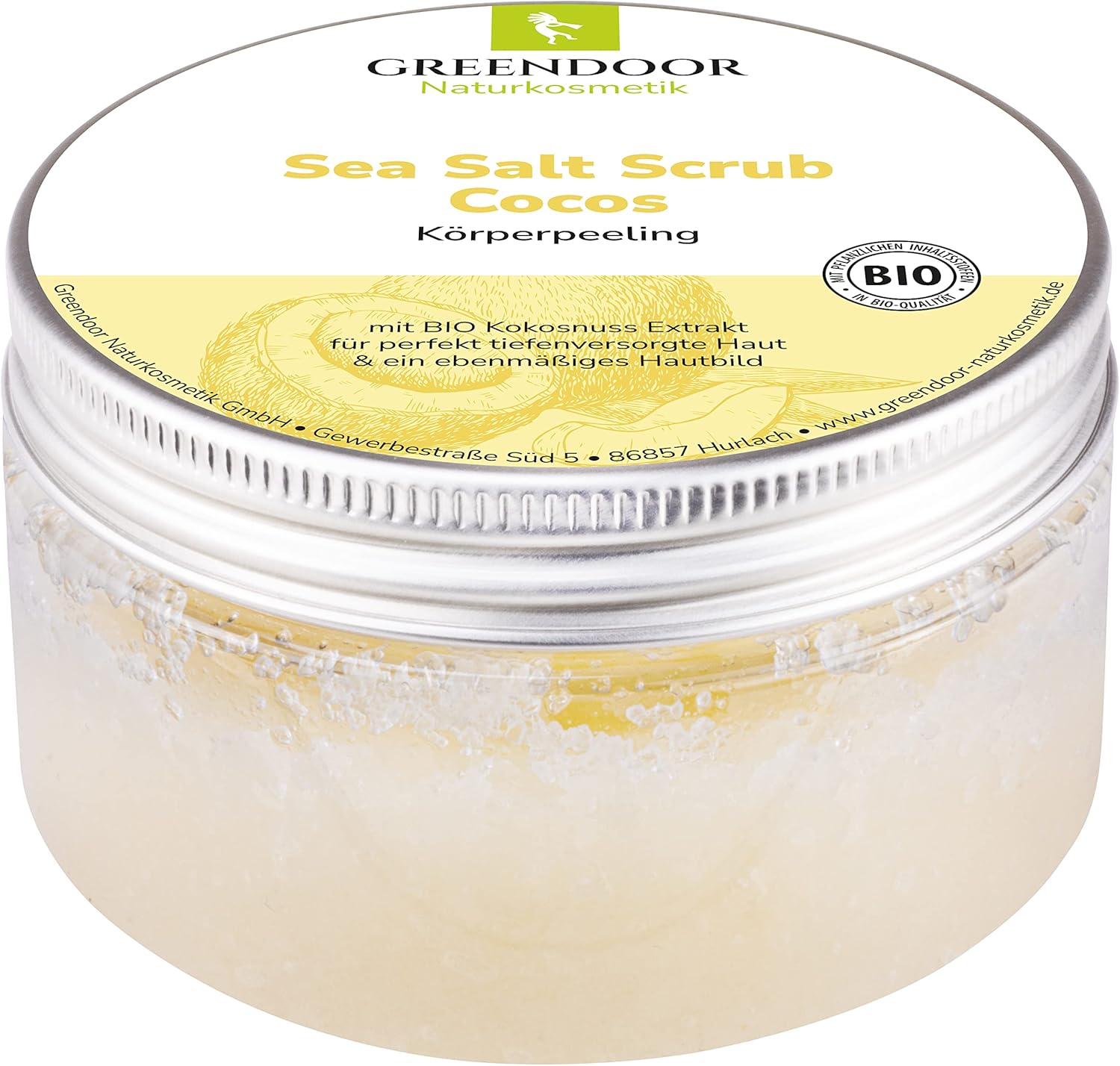 Sel de mer Gommage Coco, Sel de mer Corps Peeling sans Plastique, de la Manufacture de Cosmétique naturelle 280 g (Lot de 1)