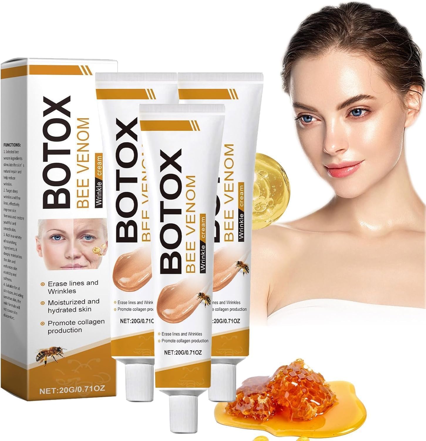 Botox Crème au Venin d'Abeille - Antirides et Raffermissement, Hydratation, Lifting & Recovery pour tous types de peau (3)