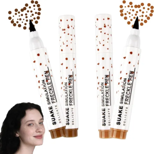 Crayon à taches de rousseur d'été - 2 couleurs naturelles et réalistes - Maquillage d'été - Imperméable - Pois doux longue durée - Pour un maquillage naturel sans effort Sunkissed - Marron foncé et