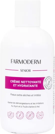 Farmoderm Gel Douche sans Rinçage & Hydrante pour les Personnes Agées - Crème nettoyante antibactérien & anti-odeur pour les peaux sèches & sensibles - Pour les personnes âgées, alitées, incontinentes Peau extra fragile ou sèche