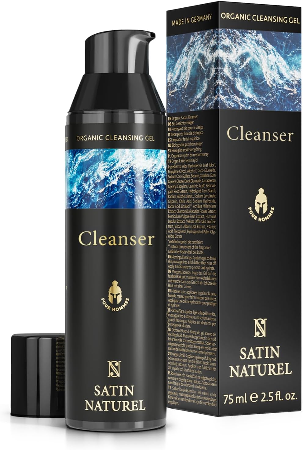 Nettoyant Visage Homme Bio 75 ml – À l’Aloe Vera & au Houblon pour un Nettoyage en Profondeur – Contre les Boutons & Points Noirs – Soin Visage Vegan Fabriqué en Allemagne
