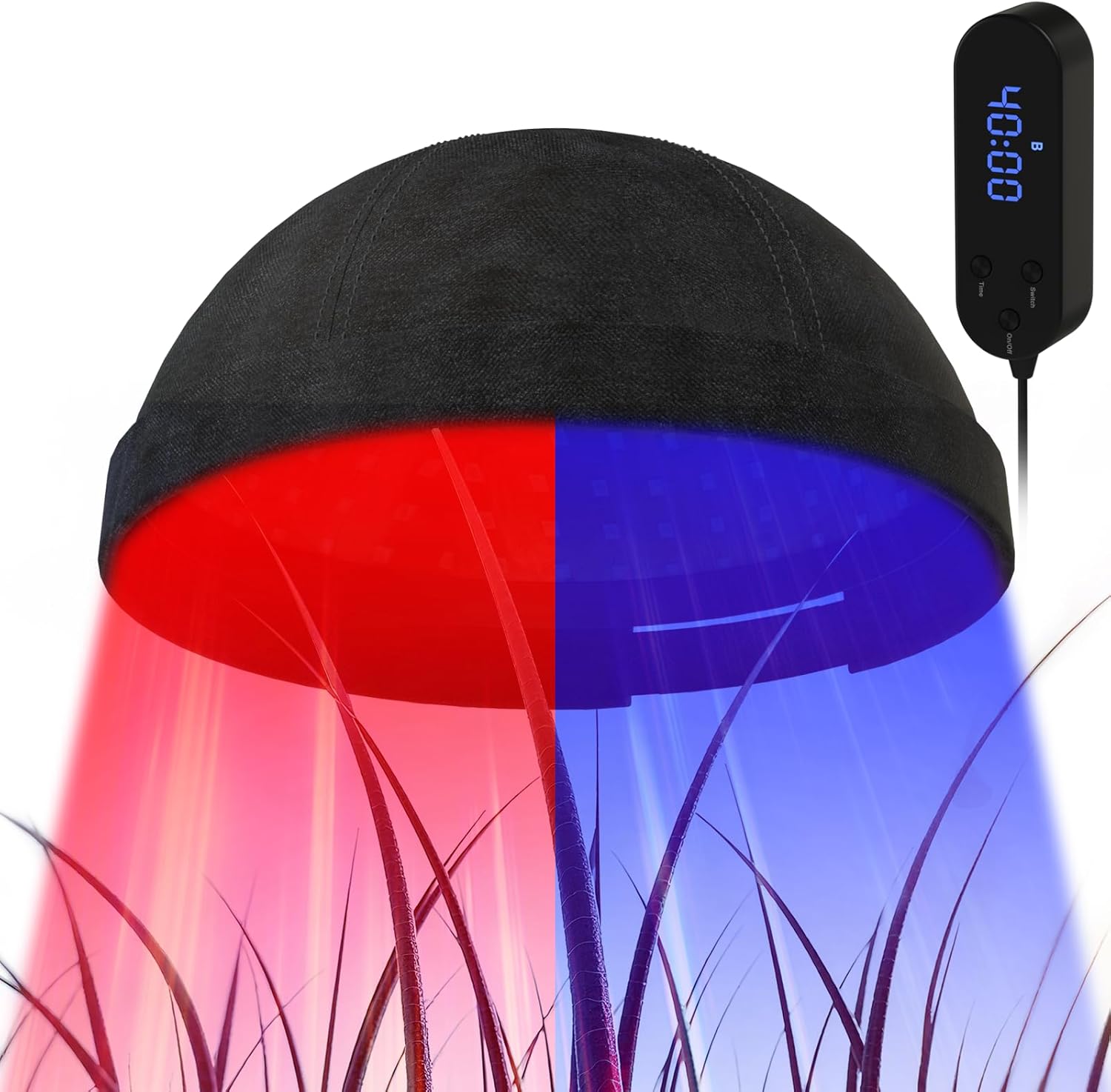 Casque Laser Anti Chute Cheveux, FDA Approuvée 236 Diodes Lumière Rouge et Bleue Luminothérapie pour la Croissance et la Repousse des Cheveux, pour Femmes et Hommes, 5-60 Min Réglable