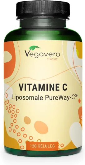 Vitamine C Liposomale - Qualité PREMIUM : PureWay-C® - Hautes Biodisponibilité & Absorption - Défense Immunitaire + Énergie - Sans Additifs & Vegan - 120 Gélules - Vegavero®