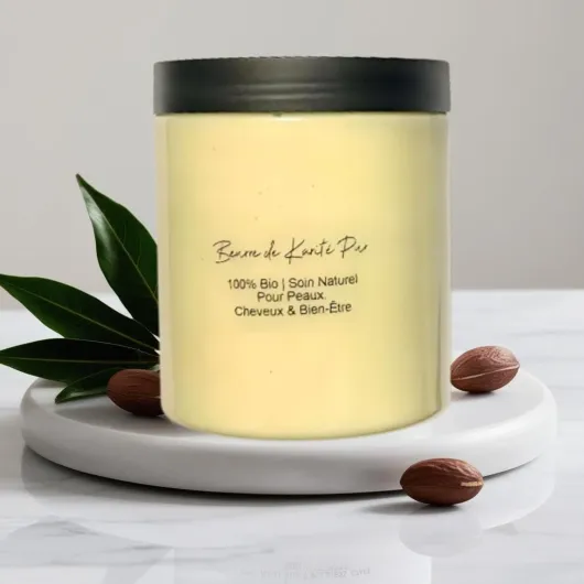 Beurre de Karité 100% Pur & Bio - Hydratation Intense Peau & Cheveux - Nourrit, Répare & Protège - Idéal Visage, Corps, Lèvres & Cheveux Secs - 500g - Qualité Premium Fabriqué en France
