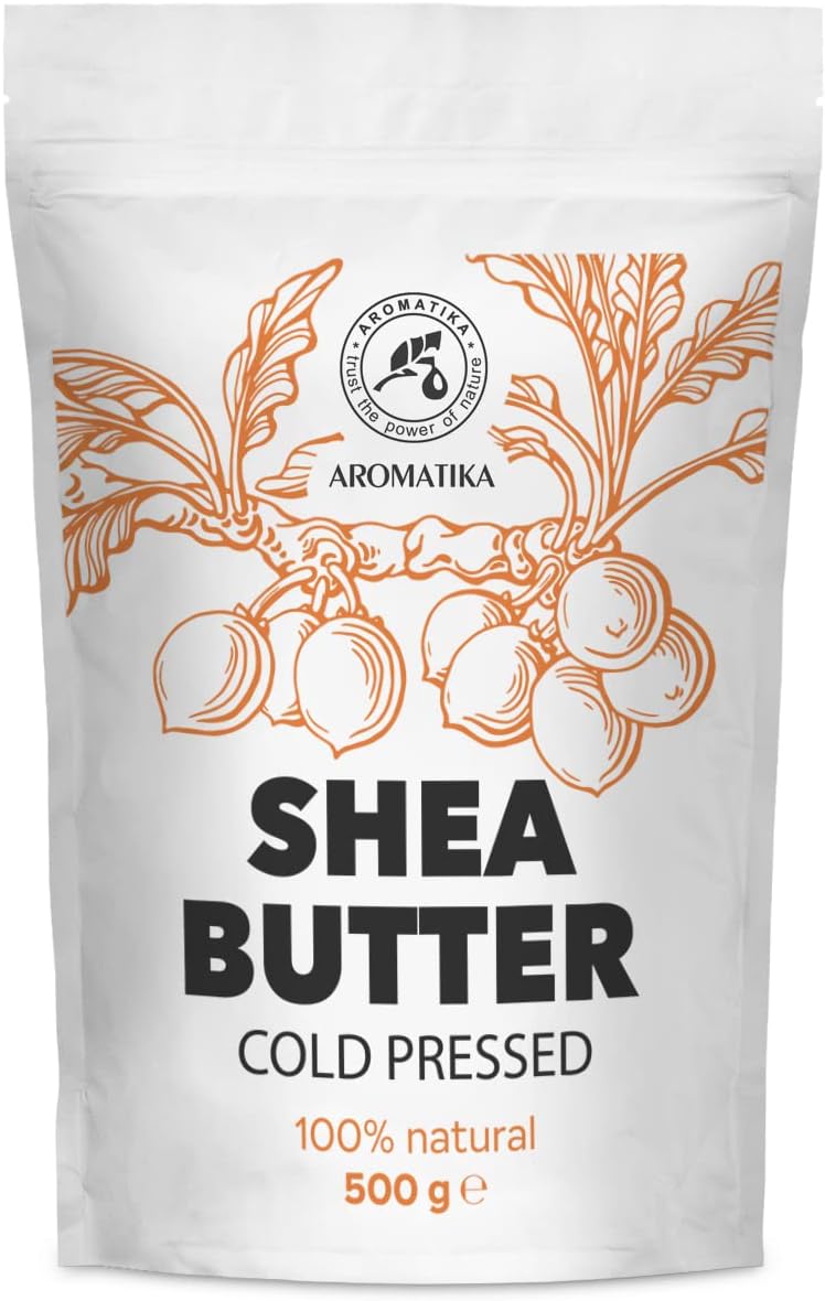 Beurre de Karité 500g - Butyrospermum Parkii Butter - Afrique - Ghana - Pur Beurre de Shea - Huile de Shea - Bon avec L'Huile Essentielle pour Beauté - Massage - Soin du Corps 500 g (Lot de 1)