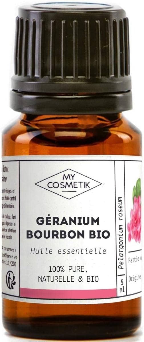 Huile Essentielle de Géranium bourbon BIO AB - Issue de l'agriculture Biologique - Chémotypées HEBBD/HECT - 100% pure et naturelle - Certifié ECOCERT - Fabriqué en France - 5 ml Géranium bourbon 5 ml (Lot de 1)