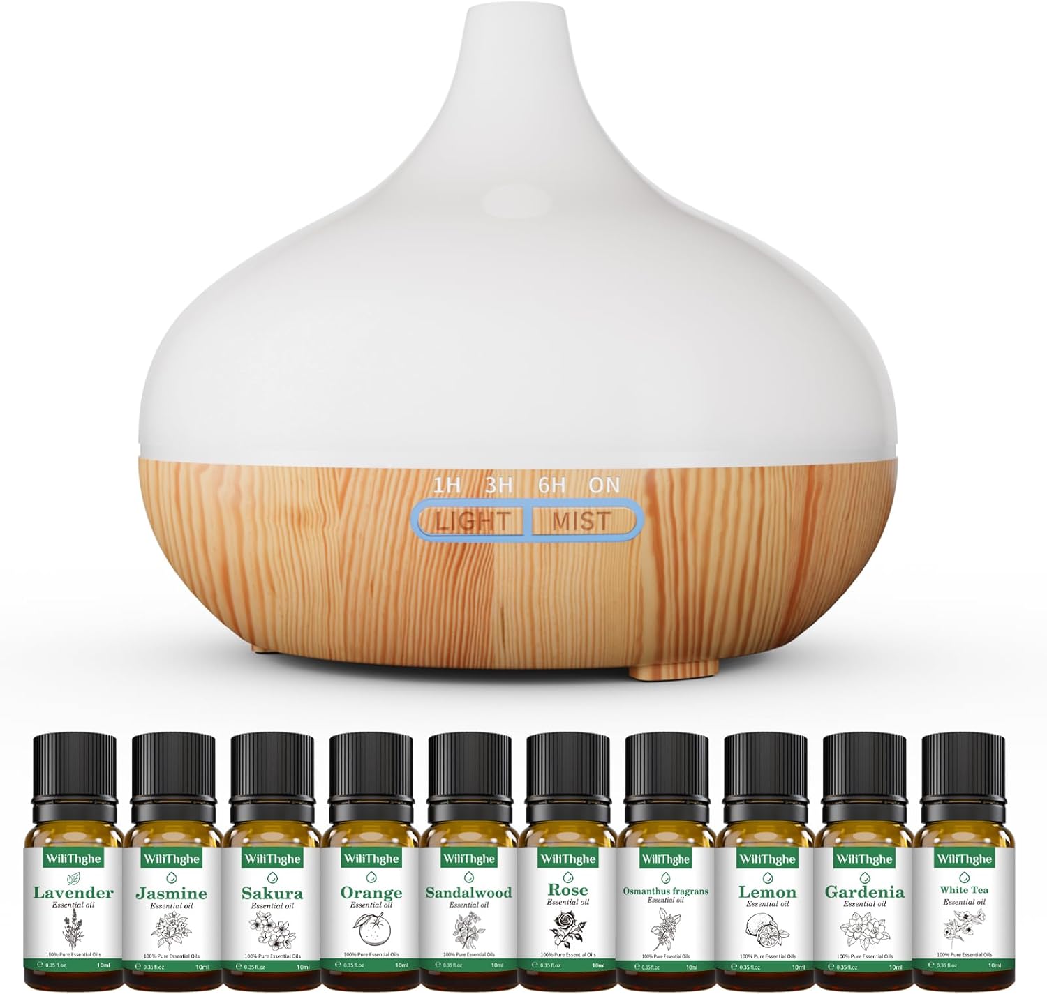 Diffuseur d'Huiles Essentielles-Coffret diffuseur d'huiles essentielles 500 ML Télécommande 14 Couleurs LED & 4 réglages de minuterie Idéal pour la Relaxation, Le Bien-être et l'aromathérapie