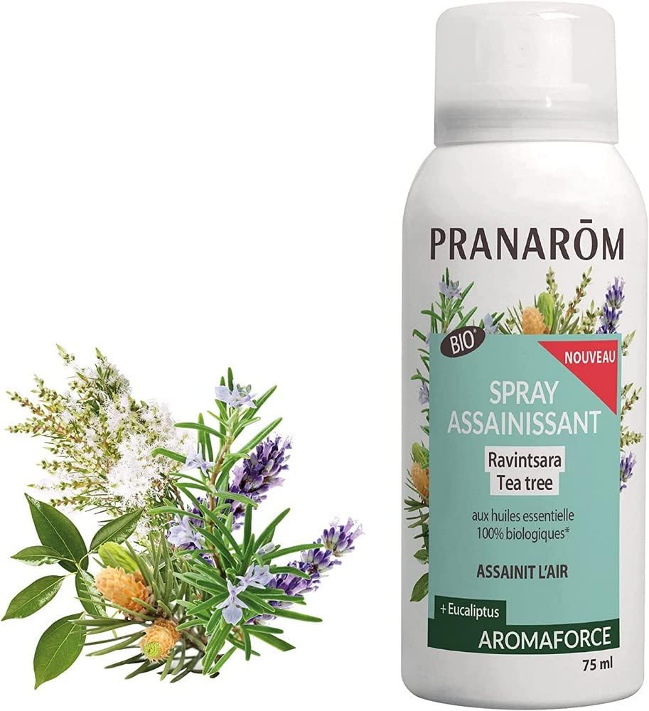 PRANARÔM - Aromaforce - Spray Assainissant Aux Huiles Essentielles Bio - Ravintsara Et Tea Tree - Assainit Et Purifie L'Air - 75 ml Tea Tree & Ravintsara 75 ml (Lot de 1)