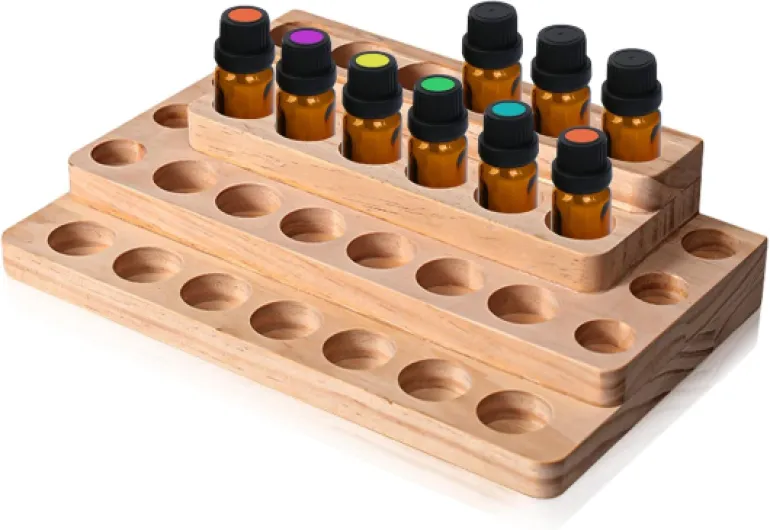 Présentoir Huile Essentielle Bois 4 Couches avec 30 Emplacements Support de Huile Essentielle, Étagère de Rangement d'Huile Essentielle pour Huiles Parfumées et Autres Petits Objets