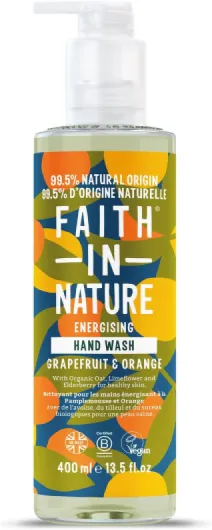 , Savon Mains Naturel Pamplemousse & Orange Faith In Nature, Tonifiant, Vegan & Cruelty Free, Sans Parabènes & SLES, 400ml 400 ml (Lot de 1) Grapefruit & Orange