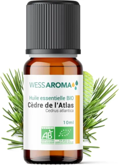 Huile Essentielle BIO de Cèdre de L'Atlas 10ML - Certifiée AB - 100% Pure & Naturelle, Chémotypée HEBBD - Pratiques agricoles durables - Analysée et conditionnée en France Cèdre de L'Atlas 10 ml (Lot de 1)