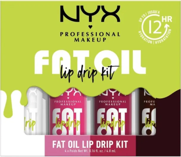 , Coffret de 4 Huiles à Lèvres Teintées Hydratantes, Formule Vegan, Applicateur Extra-Large, Teintes : My Main (O1) + Missed Call (02) + Newsfeed (05) + Status Update (08) Multi Multi x4