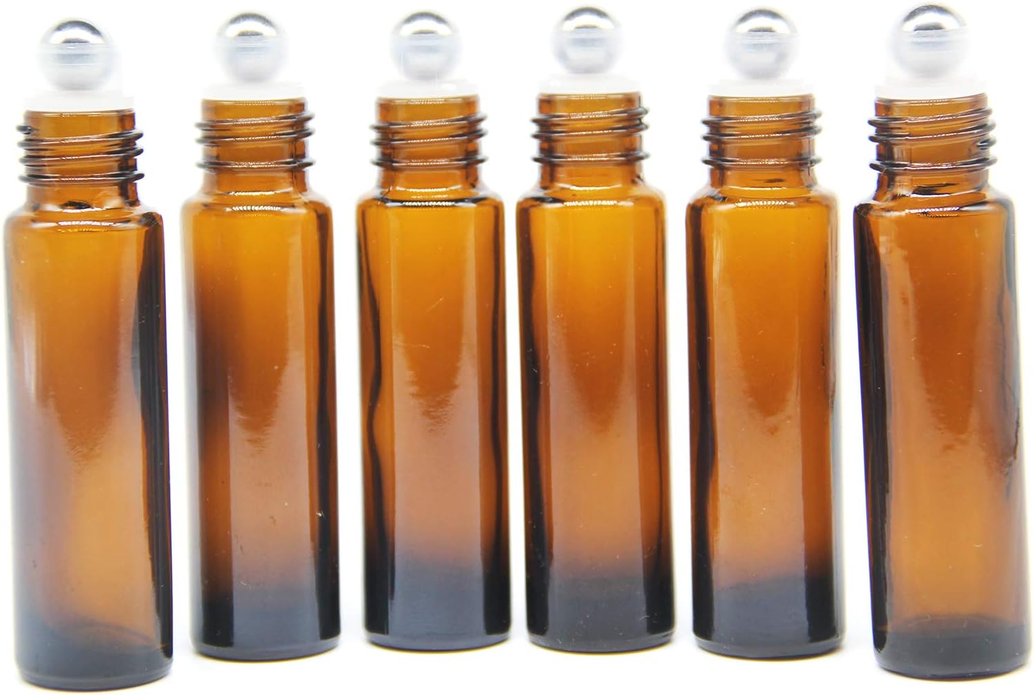 Marron Flacon Roll On Vide 10ml, Flacon Roll On en Verre, pour Huile Essentielle, Rechargeable, Aromathérapie, Parfum, Massage,avec [Bille en Acier Inoxydable]-6Pcs 10 ml Marron