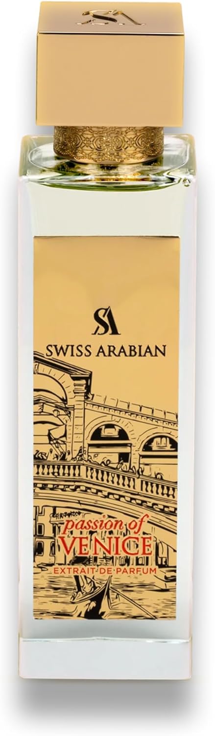 Swiss Arabian Passion of Venice Extrait De Parfum Unisex 100ML – Une Fusion Luxueuse de Notes Vertes, de Jasmin et de Musc Ambré Chaud – Un Parfum Captivant et Intemporel