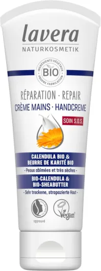 Réparation Crème Mains - Cosmétiques naturels - végan - certifié - calendula bio & beurre de karité bio - 75ml 75 ml (Lot de 1)