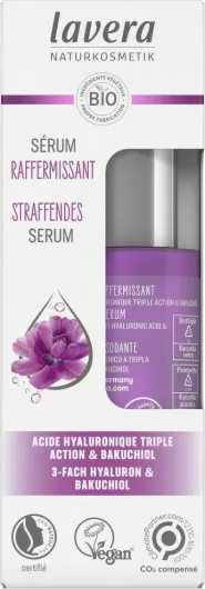 Sérum Raffermissant - anti-âge - Cosmétiques naturels - Ingrédients végétaux bio - Le bakuchiol & L’acide hyaluronique - Vegan - Estompe les rides - 30 ml