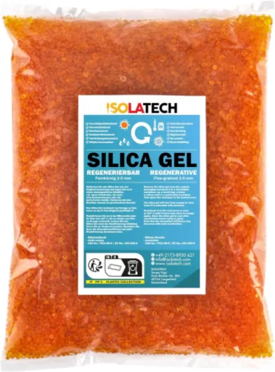 ISOLATECH Silica Gel régénérable, déshydratant, orange, sac de 1,3 kg Gel de silice déshumidificateur Silicagel, Convient également comme sèche-filament 1,3kg