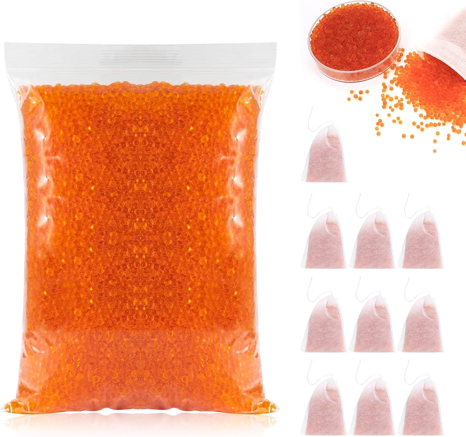 Gel de silice régénérable déshydratant 400g + 10 Sachets, Anti-Humidité avec Indicateur de Couleur (Orange→Vert), Réutilisable au Micro-Ondes - Pour Imprimante 3D, Cuisine, Électronique
