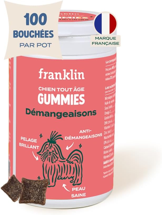 Anti Démangeaisons Chien – Complément Alimentaire Chien – Apaise Grattage et Irritations – Peau Hydratée – Poil Doux et Brillant – Riche en Omega-3, Actifs Naturels – 100 Bouchées – 150g