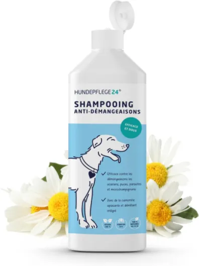 Shampooing Chien Antidémangeaison 500ml - Aide Contre Les démangeaisons, acariens, puces & infections fongiques - Shampooing Naturel pour Chien + Nettoyage et Soin antibactérien