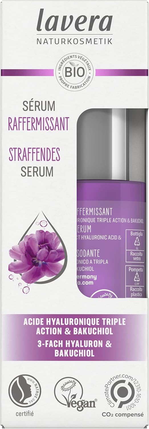 Sérum Raffermissant - anti-âge - Cosmétiques naturels - Ingrédients végétaux bio - Le bakuchiol & L’acide hyaluronique - Vegan - Estompe les rides - 30 ml