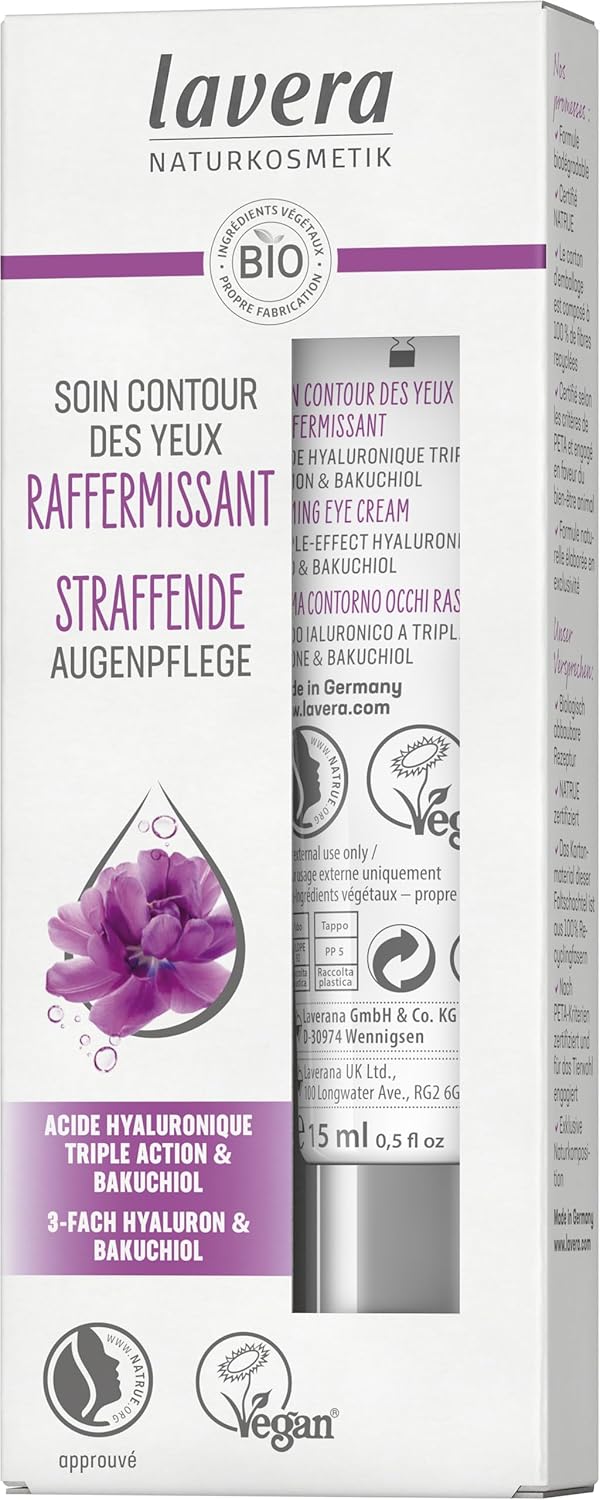 Soin Contour Des Yeaux Raffermissant - anti-âge - Cosmétiques naturels - Ingrédients végétaux bio - Le bakuchiol & L’acide hyaluronique - Vegan - Estompe les rides - 15 ml