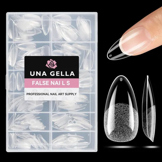 UNA GELLA Capsule Américaine Ongle Amande Medium, 312 Pièces 12 Tailles Demi-Mate, Gel Souple Sans Courbe C, Faux Ongles Transparents pour Extensions Ongles et Nail Art DIY Salon 312 Medium Amande