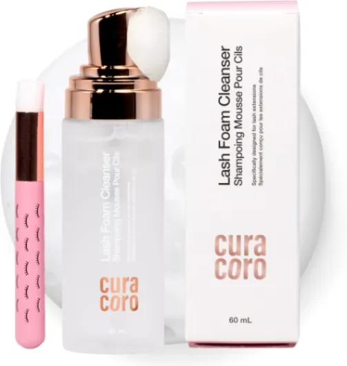 Curacoro 60ML Shampoing pour extensions de cils (sans parfum), mousse nettoyante pour peau sensible, élimine le maquillage waterproof, pour usage professionnel et domestique - Lash Shampoo (60ML, Unscented)