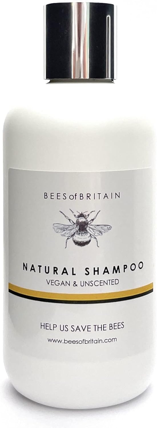Shampooing 99% Naturel - Sans Parfum - Sans Sulfates/Parabènes, pH 5,5, Peaux Sensibles - Nous Donnons 5% de nos Bénéfices pour Sauver les Abeilles + Pollinisateurs - 250ml