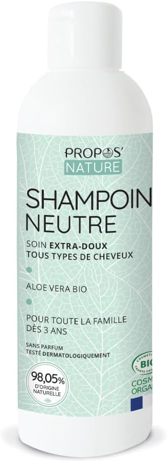 Shampoing neutre Bio - Base de shampoing à personnaliser - A l'Aloe Vera - Fabriqué en France - 200ml - Propos'Nature 200 ml (Lot de 1)