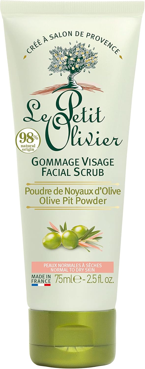 Gommage Visage - Poudre Naturelle De Noyaux D'Olive - Exfolie & Lisse - Peaux Normales À Sèches - 98% D'Origine Naturelle - Sans Sulfate - Fabriqué en France - 75 ml