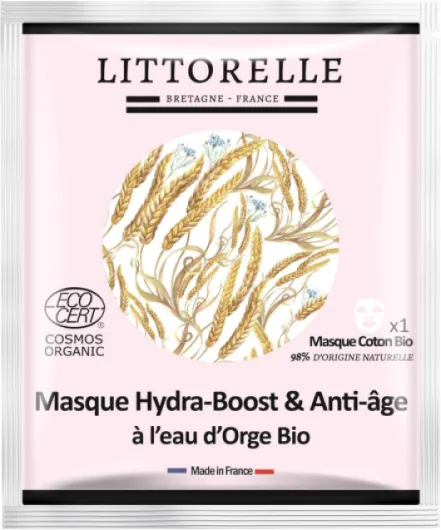 Masque Hydra-Boost Anti-âge Certifié Bio COSMOS ORGANIC – Masque Anti-Age en Coton Biologique – Made in France – Soin Visage Hydratant Peau douce – 98,5% Origine Naturelle 1