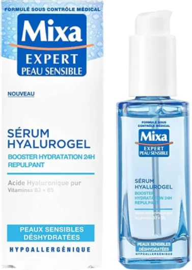 Sérum Booster d'Hydratation Hyalurogel - Pour Peaux Sensibles Déshydratées - Hydratant 24h, Repulpant - À l'Acide Hyaluronique Pur, Vitamines B3 + B5 - Hypoallergénique - 30 ml