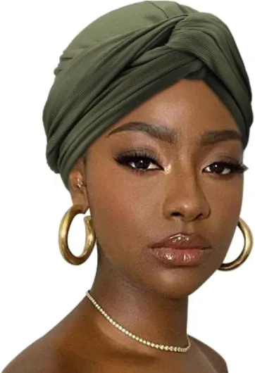 DRESHOW Turban pour Femmes en Douceur Doublé Turban en Jersey Extensible Headwrap Léger Respirant Couleur Unie 1 Pack Army Green 1