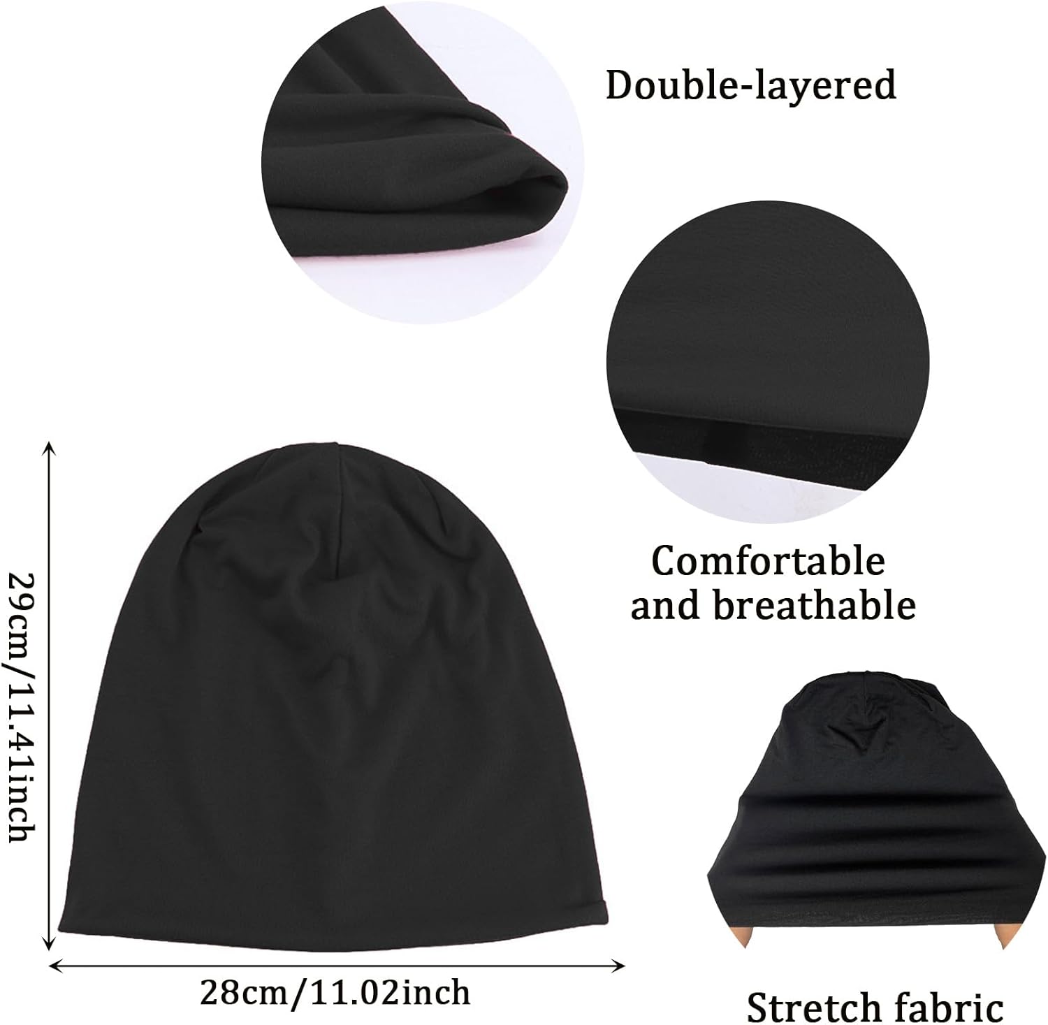3 PCS Turban Chimio Femme Été, Turban Femme Chimio, Bonnet Hijab Femmes Hommes, 56-58cm (Oir, Gris Foncé, Bleu)