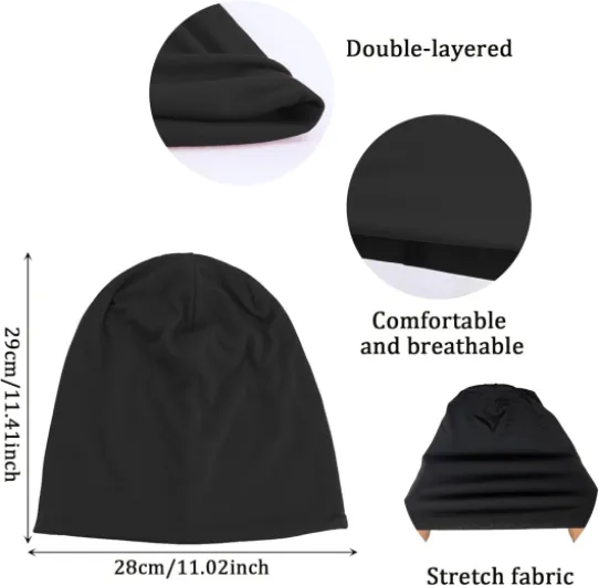 3 PCS Turban Chimio Femme Été, Turban Femme Chimio, Bonnet Hijab Femmes Hommes, 56-58cm (Oir, Gris Foncé, Bleu)