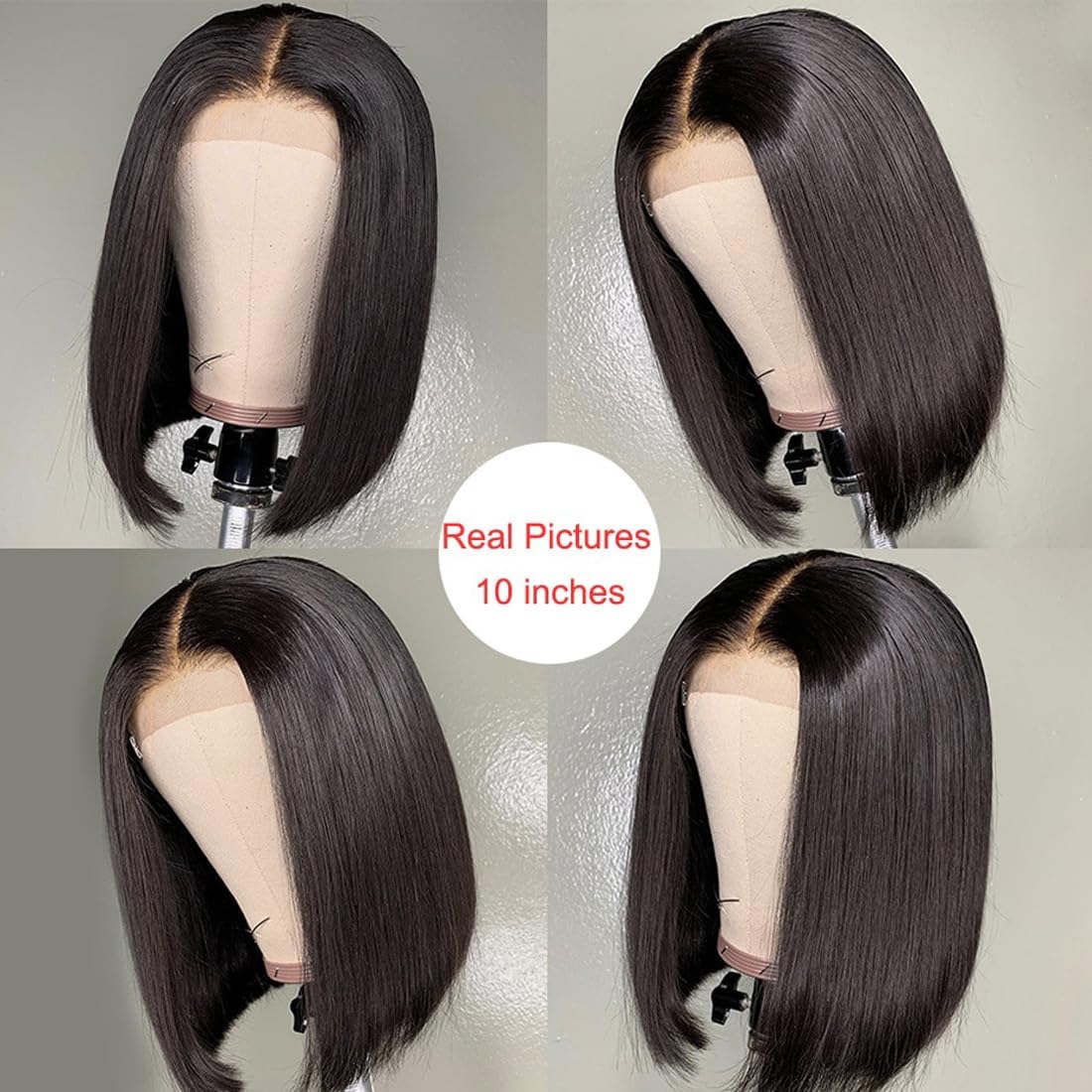 Bob Wig Human Hair 150% Density Perruque Bresilienne Courte 13x4 Lace Front Bob Wig Lisse Naturel Free Part pour Femme 20 cm (8 Pouces) 20 cm Perruque Bob Wig