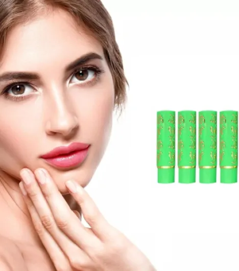 Lot de 4 Rouges à Lèvres Magiques Fabriqués au Maroc - Teintes Vertes, Hydratants, Longue Durée, Changement de Température et pH, Maquillage Nourrissant, Lèvres Pulpeuses et Brillantes