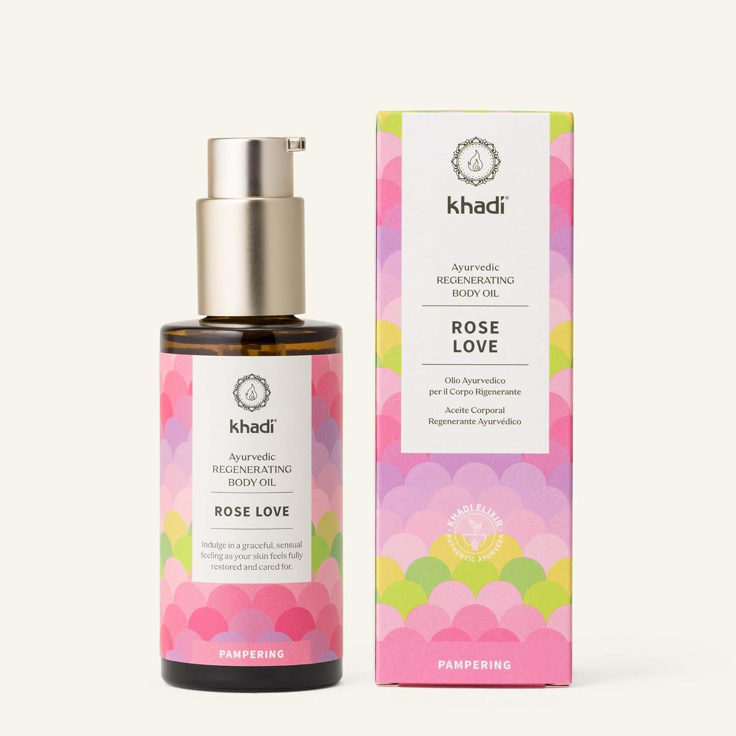 ROSE LOVE Huile de corps Élixir Ayurvédique - Huile de beauté luxueuse - nourrissante et régénérante - 100% végétale et naturelle - 100 ml